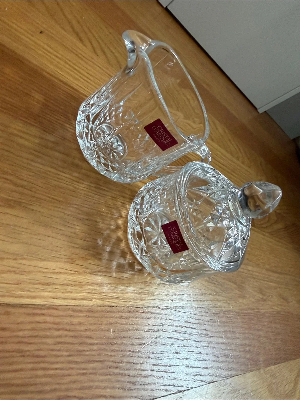 Cristal d'Arques Clear Crystal Creamer and Covered Sugar Set